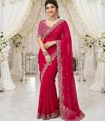 pink georgette embroidered saree with blouse