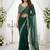 green georgette embroidered saree with blouse