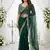 green georgette embroidered saree with blouse