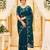 aqua blue georgette embroidered saree with blouse