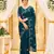 aqua blue georgette embroidered saree with blouse