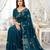 aqua blue georgette embroidered saree with blouse