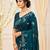 aqua blue georgette embroidered saree with blouse