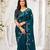 aqua blue georgette embroidered saree with blouse