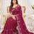 dark pink georgette embroidered saree with blouse