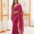 pink satin embroidered saree with blouse