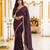 purple satin embroidered saree with blouse
