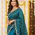 aqua blue satin embroidered saree with blouse