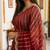 maroon satin embroidered saree with blouse