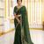 green satin embroidered saree with blouse