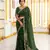 green satin embroidered saree with blouse
