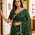 green satin embroidered saree with blouse