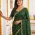 green satin embroidered saree with blouse