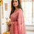 light pink satin embroidered saree with blouse