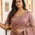 violet satin embroidered saree with blouse