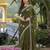 mehendi green star georgette embroidered saree with blouse