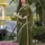 mehendi green star georgette embroidered saree with blouse