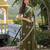 mehendi green star georgette embroidered saree with blouse