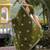 mehendi green star georgette embroidered saree with blouse