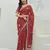 rust star georgette embroidered saree with blouse