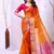 orange organza embroidered & jacquard border saree with blouse