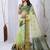 pista organza embroidered & jacquard border saree with blouse