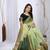 pista organza embroidered & jacquard border saree with blouse