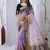levender organza embroidered & jacquard border saree with blouse