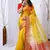 yellow organza embroidered & jacquard border saree with blouse