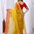yellow organza embroidered & jacquard border saree with blouse