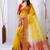 yellow organza embroidered & jacquard border saree with blouse
