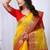 yellow organza embroidered & jacquard border saree with blouse
