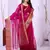 rani pink organza embroidered & jacquard border saree with blouse