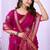 rani pink organza embroidered & jacquard border saree with blouse