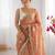 peach silk blend embroidered & lace border saree with blouse