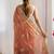 peach silk blend embroidered & lace border saree with blouse