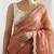 peach silk blend embroidered & lace border saree with blouse