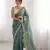 teal blue silk blend embroidered & lace border saree with blouse