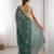 teal blue silk blend embroidered & lace border saree with blouse