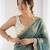 teal blue silk blend embroidered & lace border saree with blouse