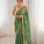 green silk blend embroidered & lace border saree with blouse