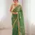 green silk blend embroidered & lace border saree with blouse