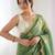 green silk blend embroidered & lace border saree with blouse