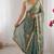 green silk blend embroidered & lace border saree with blouse