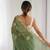 green silk blend embroidered & lace border saree with blouse