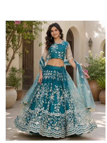 RAMA SOFT NET LEHENGA CHOLI WITH DUPATTA FESTIVAL WEAR COLLECTION 1