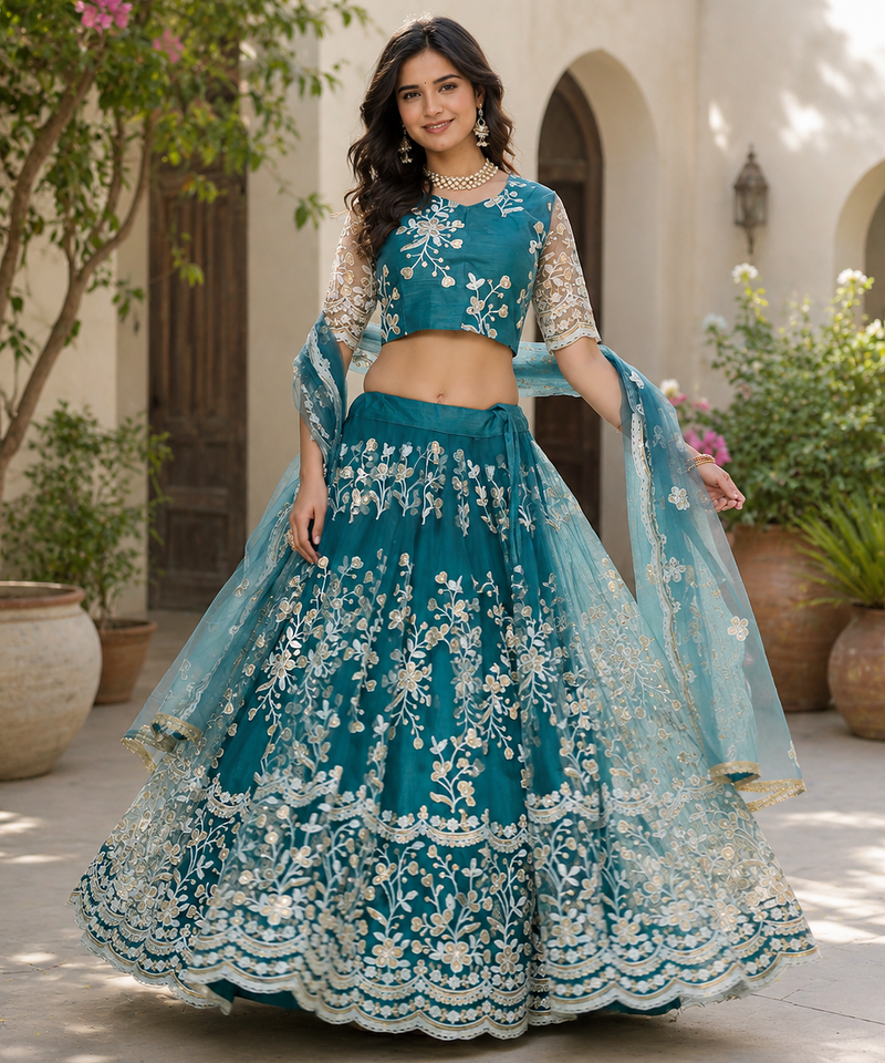 RAMA SOFT NET LEHENGA CHOLI WITH DUPATTA FESTIVAL WEAR COLLECTION