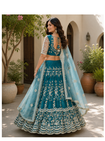 RAMA SOFT NET LEHENGA CHOLI WITH DUPATTA FESTIVAL WEAR COLLECTION 3