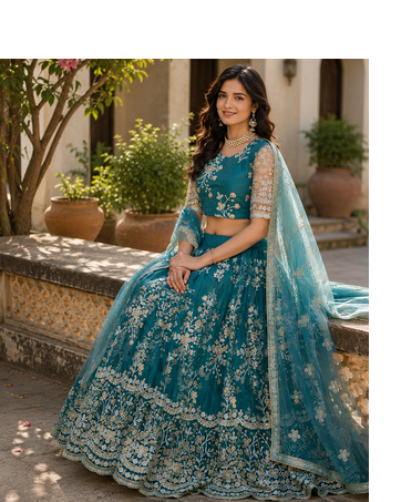 RAMA SOFT NET LEHENGA CHOLI WITH DUPATTA FESTIVAL WEAR COLLECTION 4