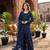 Blue natural crepe farshi salwar suit set